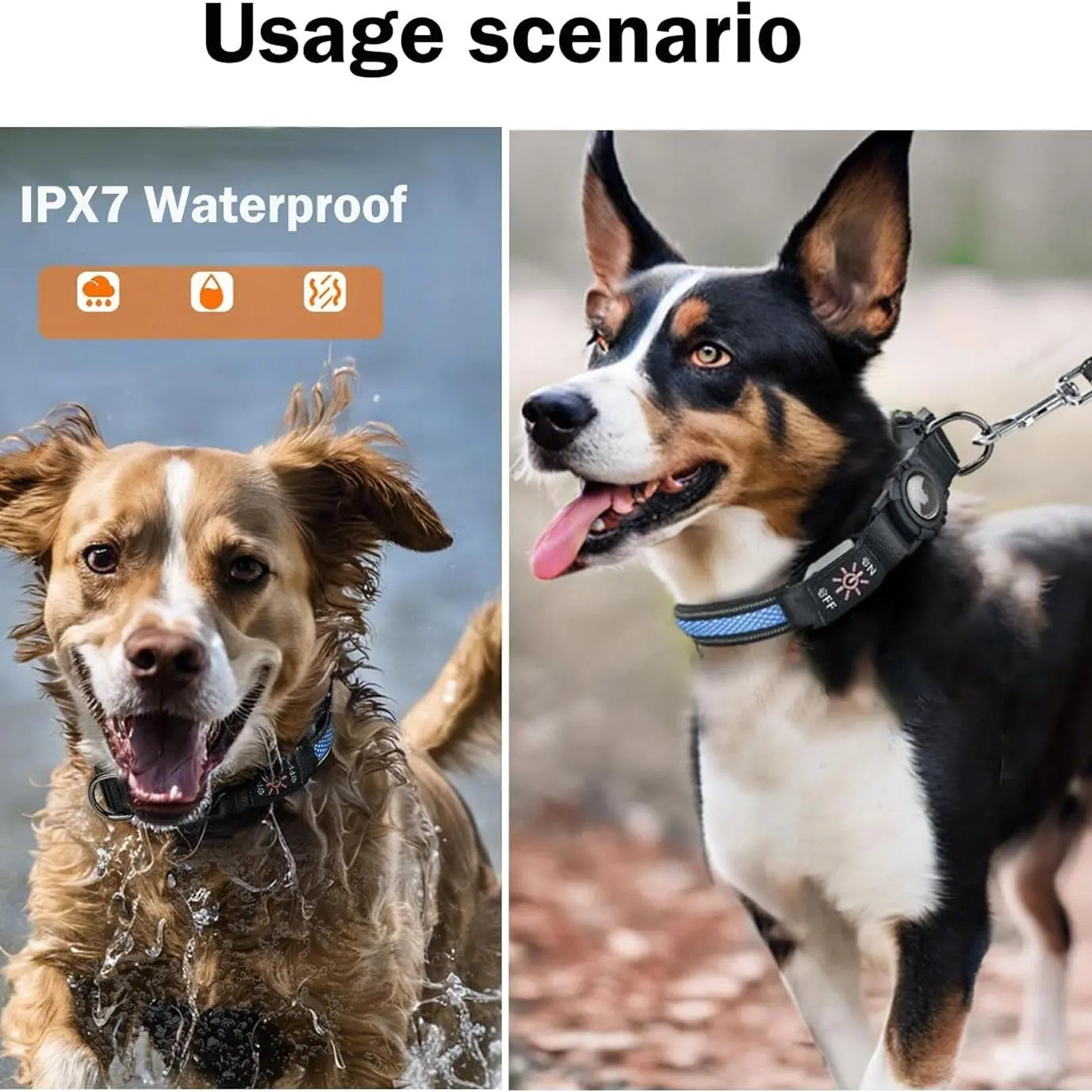 Rechargeable LED Airtag Pet Dog Tracker Collar, Led Safety Light, Smart Mini Tracker for Apple Find My Ios, USB PD Charging, Qr Code Dog Tag Holder
