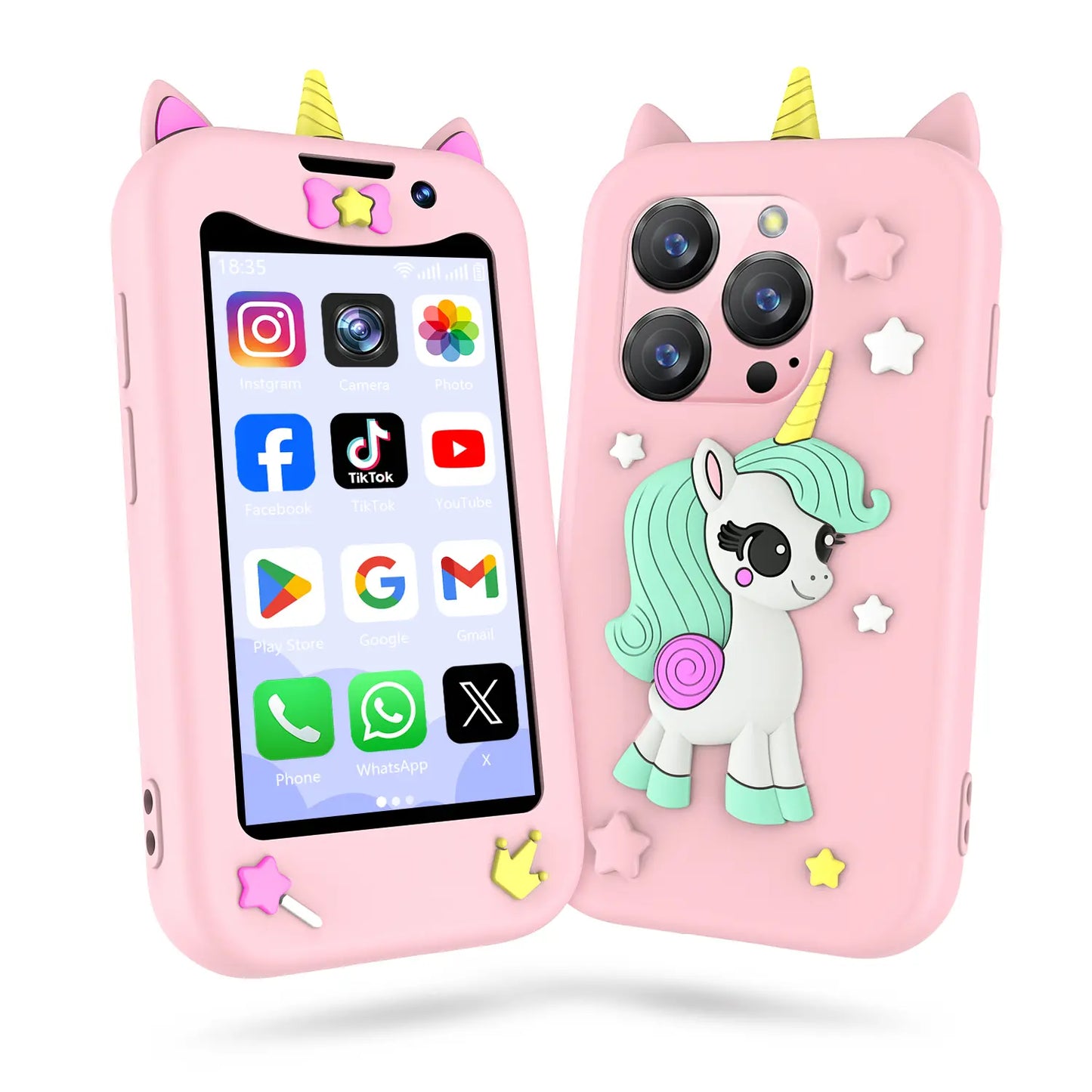 BLKE Mini Phone 3.0 Inch HD Touchscreen Kids' Toy Cellphone GPS Portable Lightweight Android Android System 3MP+5MP Dual Camera Setup Perfect Gift for Kids Learning Notes to Use 5V/1A Adapters Only 2.4Ghz Wifi Supported, No SIM Support Tiktokshopspringglo