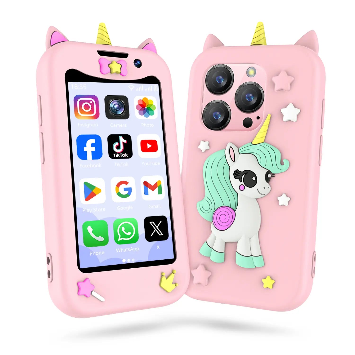 BLKE Mini Phone 3.0 Inch HD Touchscreen Kids' Toy Cellphone GPS Portable Lightweight Android Android System 3MP+5MP Dual Camera Setup Perfect Gift for Kids Learning Notes to Use 5V/1A Adapters Only 2.4Ghz Wifi Supported, No SIM Support Tiktokshopspringglo