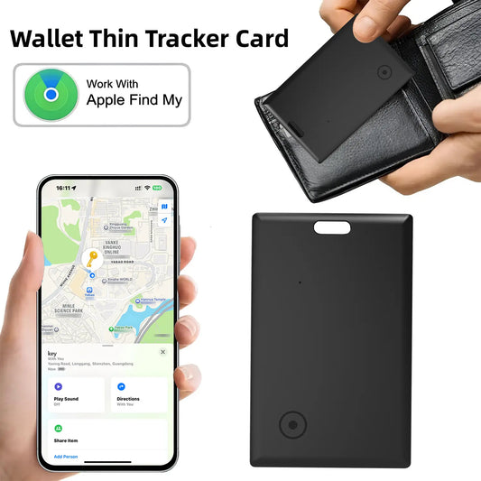 Wallet Tracker Card Air-Tag (Ios Only) - Work with Apple Find My, Bluetooth Tracker Smart Tracking Card Wallet Finder, 0.07In Slim, IP68 Waterproof, Item Locator for Luggage Tags, Passports, Purse