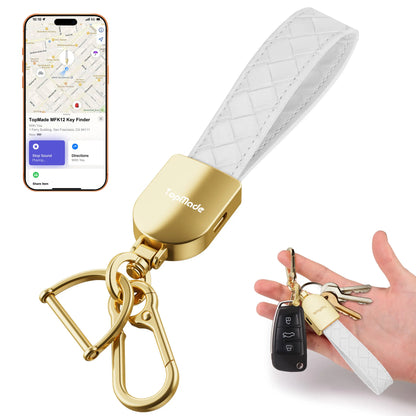Keychain Tracker, Works with Apple Find My, Premium Handmade Knit Leather Car Key Chains for Women & Men, Smart Tracker Tag, Anti-Lost Key Finder, Universal Key Fob Holder, IP67 Waterproof