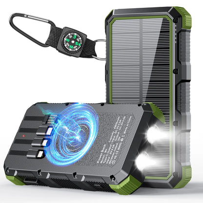 High-Capacity 49,800mAh Solar Power Bank with Wireless Charging, QC Fast Charging, 8 Outputs, 4 Inputs, and Multi-Function Flashlights - Compatible with All Mobile Devices