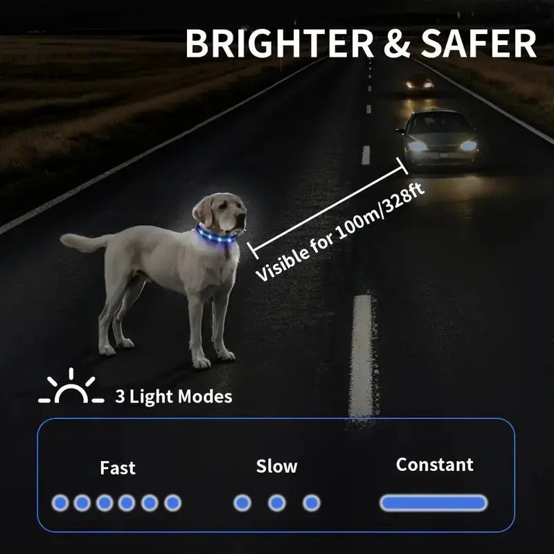 Rechargeable LED Airtag Pet Dog Tracker Collar, Led Safety Light, Smart Mini Tracker for Apple Find My Ios, USB PD Charging, Qr Code Dog Tag Holder