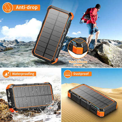High-Capacity 49,800mAh Solar Power Bank with Wireless Charging, QC Fast Charging, 8 Outputs, 4 Inputs, and Multi-Function Flashlights - Compatible with All Mobile Devices