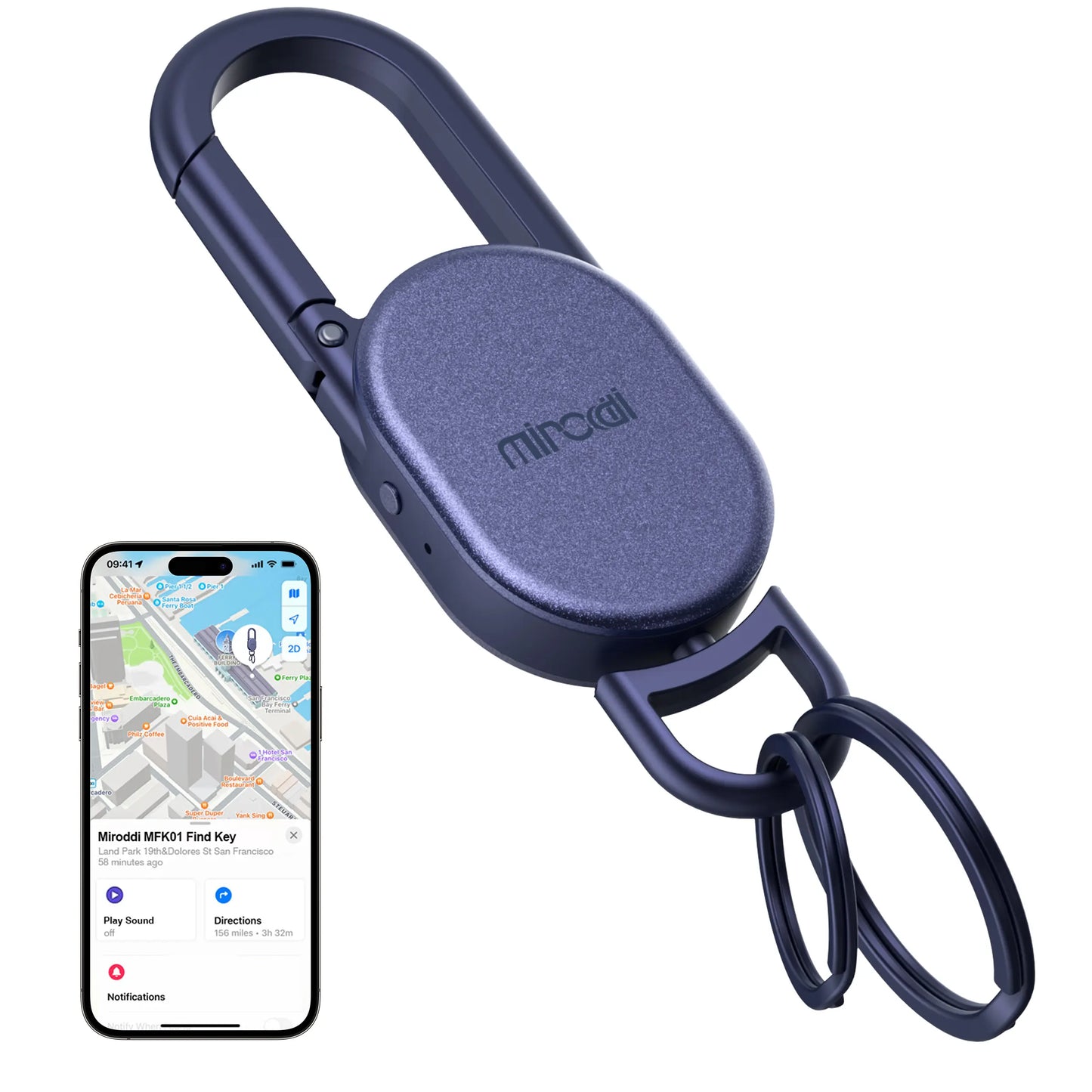 Keychain with Apple Find My(Ios Only), Key Finder Built-In Anti-Loss Tracker, Heavy Duty Key Holder, Premium Stainless Steel Keychain Carabiner Car Key Chains with GPS Global Locator Tracking Waterproof