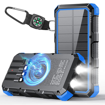 High-Capacity 49,800mAh Solar Power Bank with Wireless Charging, QC Fast Charging, 8 Outputs, 4 Inputs, and Multi-Function Flashlights - Compatible with All Mobile Devices