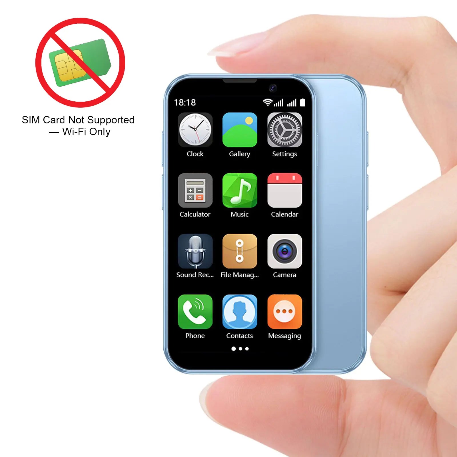 BLKE Mini Phone 3.0 Inch HD Touchscreen Kids' Toy Cellphone GPS Portable Lightweight Android Android System 3MP+5MP Dual Camera Setup Perfect Gift for Kids Learning Notes to Use 5V/1A Adapters Only 2.4Ghz Wifi Supported, No SIM Support Tiktokshopspringglo