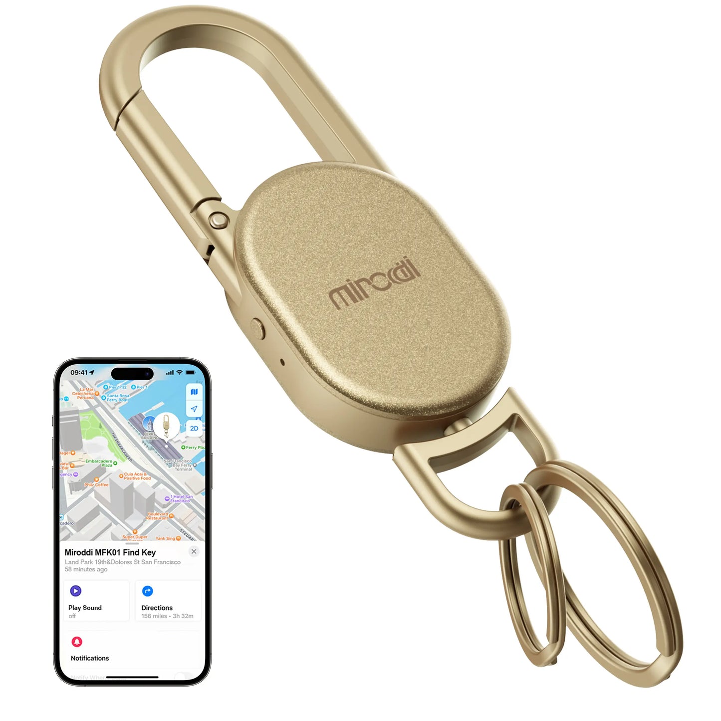 Keychain with Apple Find My(Ios Only), Key Finder Built-In Anti-Loss Tracker, Heavy Duty Key Holder, Premium Stainless Steel Keychain Carabiner Car Key Chains with GPS Global Locator Tracking Waterproof