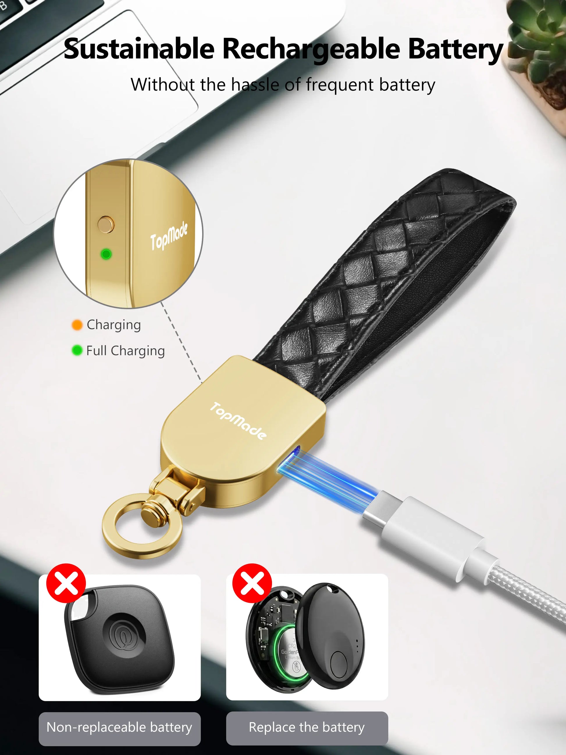 Keychain Tracker, Works with Apple Find My, Premium Handmade Knit Leather Car Key Chains for Women & Men, Smart Tracker Tag, Anti-Lost Key Finder, Universal Key Fob Holder, IP67 Waterproof