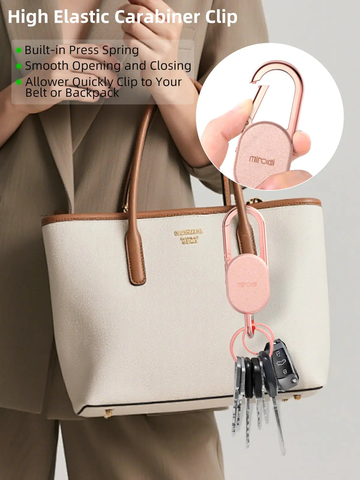 Keychain with Apple Find My(Ios Only), Key Finder Built-In Anti-Loss Tracker, Heavy Duty Key Holder, Premium Stainless Steel Keychain Carabiner Car Key Chains with GPS Global Locator Tracking Waterproof