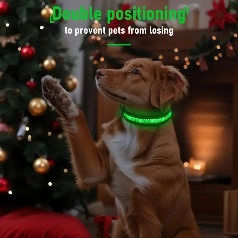 Rechargeable LED Airtag Pet Dog Tracker Collar, Led Safety Light, Smart Mini Tracker for Apple Find My Ios, USB PD Charging, Qr Code Dog Tag Holder
