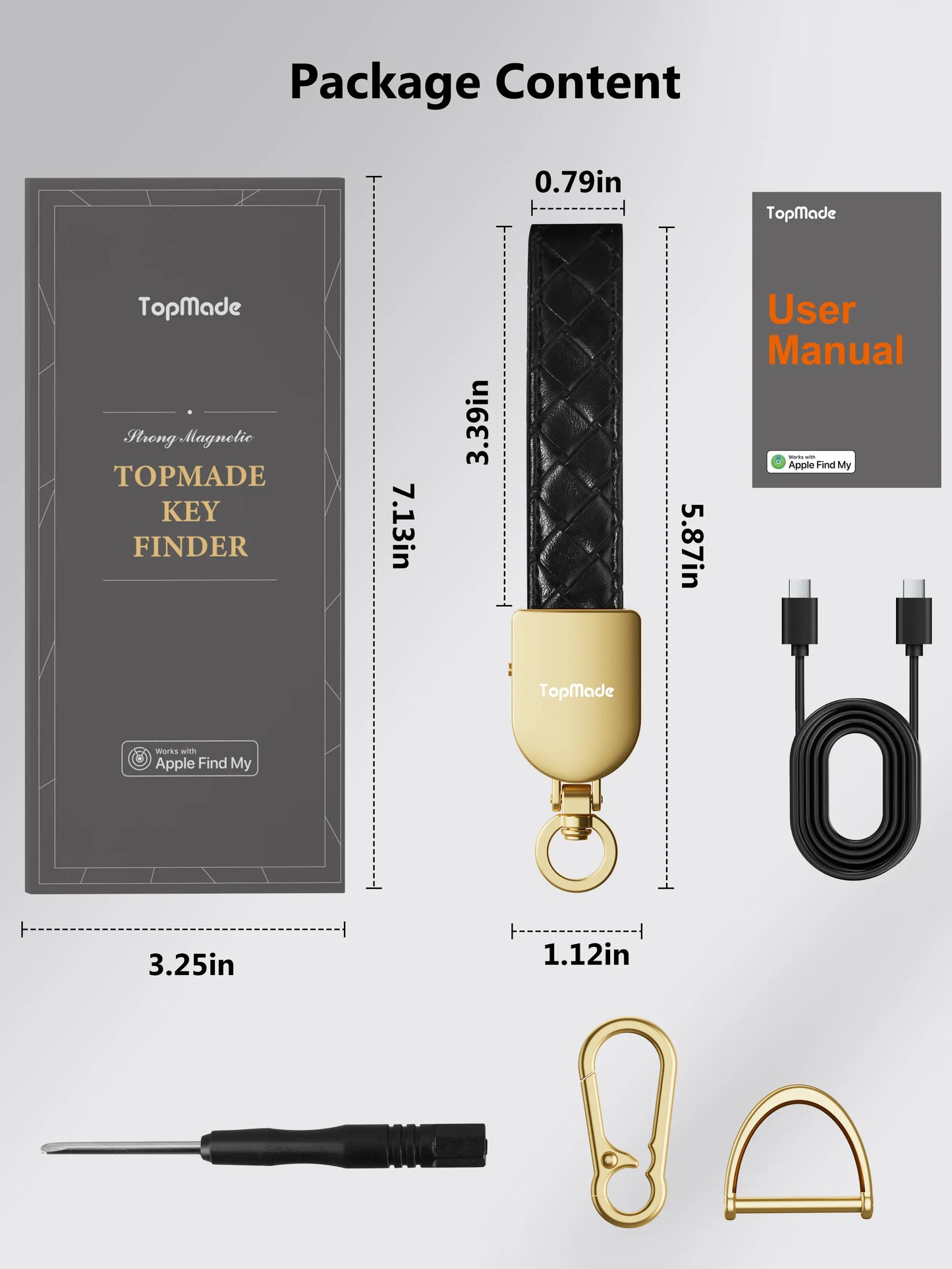 Keychain Tracker, Works with Apple Find My, Premium Handmade Knit Leather Car Key Chains for Women & Men, Smart Tracker Tag, Anti-Lost Key Finder, Universal Key Fob Holder, IP67 Waterproof