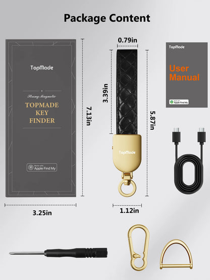 Keychain Tracker, Works with Apple Find My, Premium Handmade Knit Leather Car Key Chains for Women & Men, Smart Tracker Tag, Anti-Lost Key Finder, Universal Key Fob Holder, IP67 Waterproof