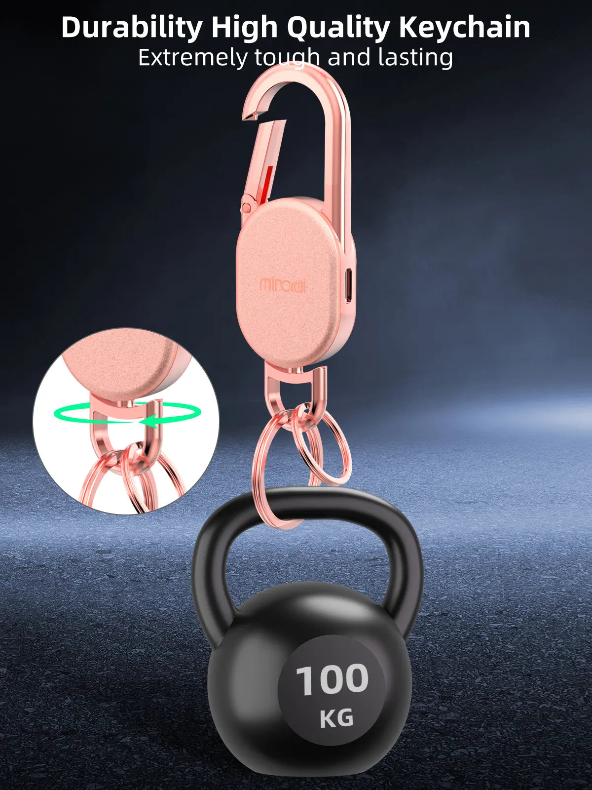 Keychain with Apple Find My(Ios Only), Key Finder Built-In Anti-Loss Tracker, Heavy Duty Key Holder, Premium Stainless Steel Keychain Carabiner Car Key Chains with GPS Global Locator Tracking Waterproof