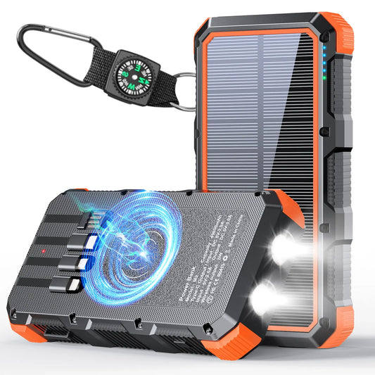 High-Capacity 49,800mAh Solar Power Bank with Wireless Charging, QC Fast Charging, 8 Outputs, 4 Inputs, and Multi-Function Flashlights - Compatible with All Mobile Devices