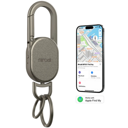 Keychain with Apple Find My(Ios Only), Key Finder Built-In Anti-Loss Tracker, Heavy Duty Key Holder, Premium Stainless Steel Keychain Carabiner Car Key Chains with GPS Global Locator Tracking Waterproof