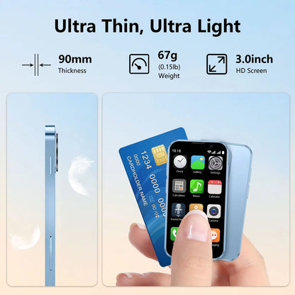 BLKE Mini Phone 3.0 Inch HD Touchscreen Kids' Toy Cellphone GPS Portable Lightweight Android Android System 3MP+5MP Dual Camera Setup Perfect Gift for Kids Learning Notes to Use 5V/1A Adapters Only 2.4Ghz Wifi Supported, No SIM Support Tiktokshopspringglo