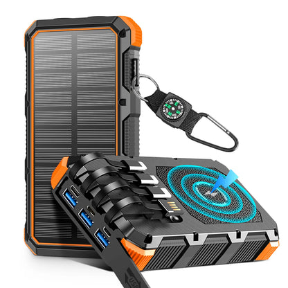 High-Capacity 49,800mAh Solar Power Bank with Wireless Charging, QC Fast Charging, 8 Outputs, 4 Inputs, and Multi-Function Flashlights - Compatible with All Mobile Devices